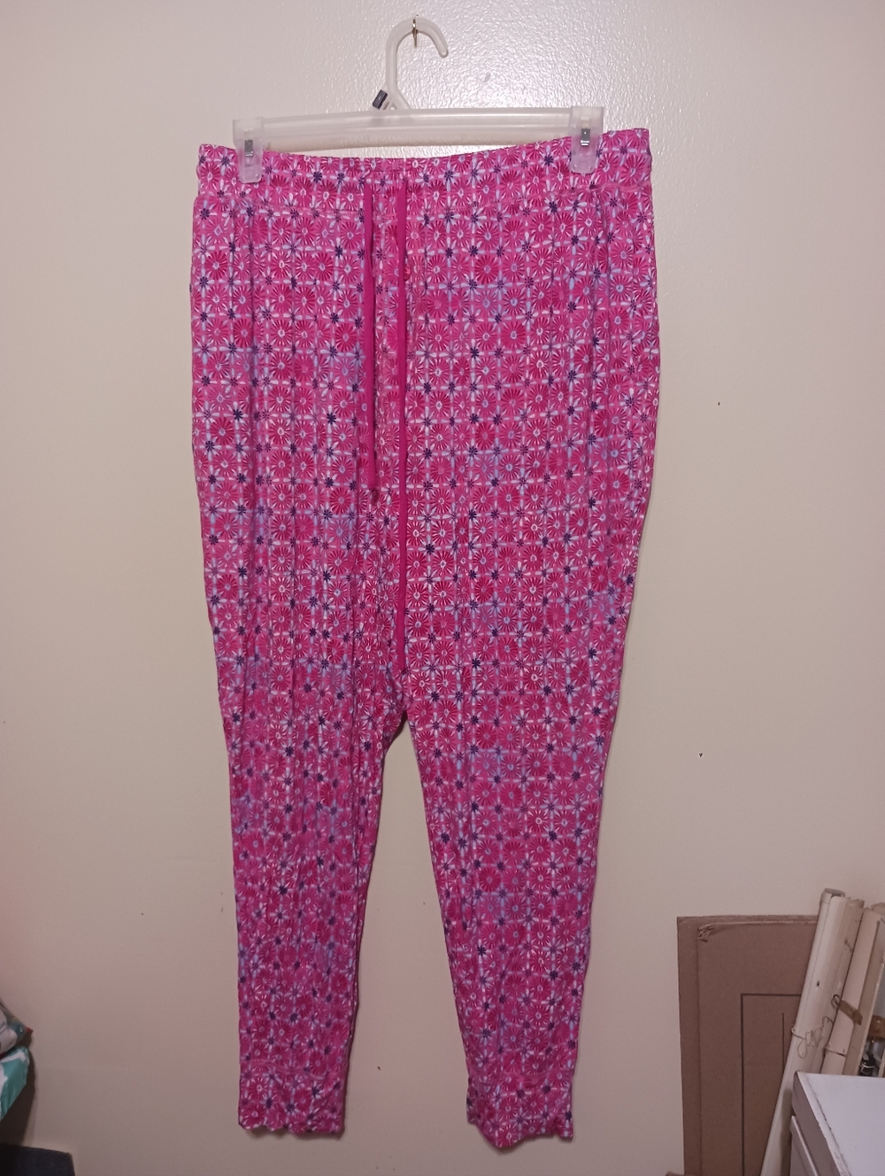 Dreams & Co Women’s Pink Printed Drawstring Pants A-6